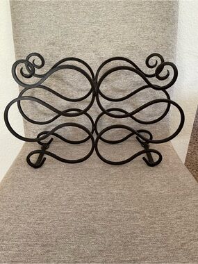 #868 GUC Bronze Metal Decorative Wine Rack- Elegant Swirl Design